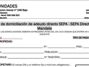 Adeudo SEPA para domiciliación de cuotas